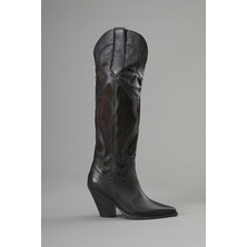 Hakiki Deri Süet Kovboy Kadın Çizme