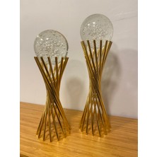 Plus Home Dekoratif 2'li Çapraz Ayak Altın Küre