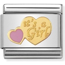 Nomination Composable Classic 1 Daıly Lıfe In Stainless Steel With Enamel And 18K Gold (39_IT S A Girl) Renkli