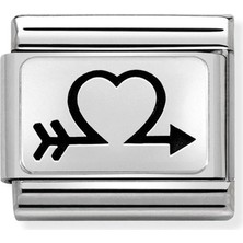 Nomination Composable Klasik Oxydize Plakalar 2 Çelik ve 925 Ayar Gümüş -37_ARROW Heart- Renkli