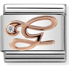 Nomination Composable Klasik Harfler Çelik, Zirkon ve 9k Rose Altın -07_G- Renkli