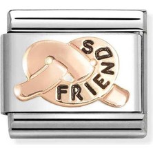 Nomination Composable Classic Symbols Steel, Enamel And 9k Rose Gold Frıends Knot Renkli