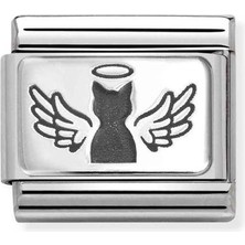 Nomination Composable Classic Plates (Ic) Steel And 925 Sterling Silver Angel Cat Renkli