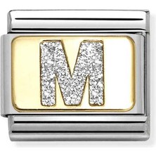 Nomination Composable Classic Glıtter Letter Steel, Enamel And 18K Gold M Renkli