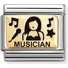 Nomination Composable Klasik , Link ,işler, Paslanmaz Çelik / 18K Altın - Müzisyen Renkli