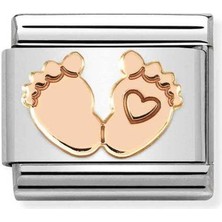 Nomination Composable Klasik Semboller Çelik ve 375 Altın -32_FEET Ile- Renkli