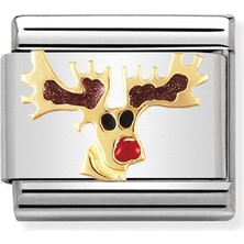 Nomination Composable Classic Chrıstmas In Stainless Steel With Enamel And 18K Gold (08_REINDEER) Renkli