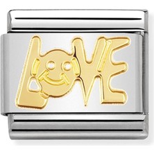 Nomination Composable Classic Wrıtıngs In Stainless Steel With 18K Gold (06_LOVE) Renkli