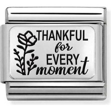 Nomination Composable Klasik Plakalar -Ic- Çelik ve 925 Ayar Gümüş -Her An Için 32_THANKFUL- Renkli