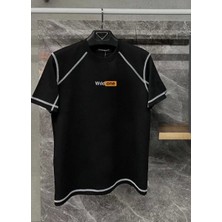 Tarz Yeri Unisex Dikişli Baskılı Oversize T-Shirt - Siyah