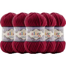 Alize Velluto El Örgü Ipliği (5'li) Paket - 107-VIŞNE - 100 Gr. 9 Mt. Parmak Örgü Ipi