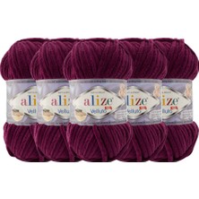 Alize  Velluto El Örgü Ipliği (5'li) Paket - Renk KODU:111-MURDUM - 100 Gr. 9 Mt. Parmak Örgü Ipi