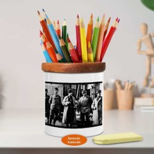 Asilmeydan Kalpaklı Paltolu Atatürk Ahşap Seramik Kalemlik - Ataturk (1077)