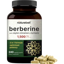 Naturebell Berberine 1500mg, 240 Veggie Capsul  1000mg True Ceylon Cinnamon & 300mg Turmeric.