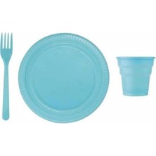 Balon Diyarı Pratik Plastik Tabak Bardak Çatal Seti - 25 Parça