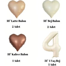 Balon Diyarı Yaş Temalı Retro Bej Yaş Balonlu Latte Bej Kahve Kalpli Retro Doğum Günü Yaş Balon Seti