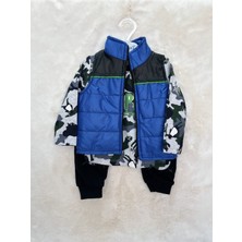 Kamuflaj Camping Şişme Yelekli Üçlü Takım