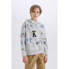 DeFacto Erkek Çocuk Oversize Geniş Kalıp Kapüşonlu Desenli Sweatshirt D7118A824WN