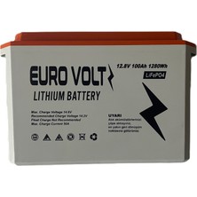 Eurovolt-Lifepo4 Akü 12.8V 100AH Lityum Akü