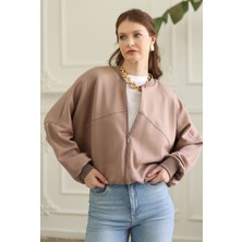 Parçalı Bomber Ceket Kum Beji