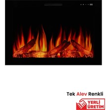 Zaya Masta 80 Cam Çerçeveli Elektrikli Şömine - Isıtıcısız, Tek Renkli (Alev Renkli), Kumandalı