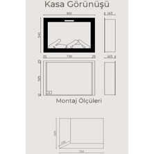 Zaya Masta 80 Cam Çerçeveli Elektrikli Şömine - Isıtıcısız, Tek Renkli (Alev Renkli), Kumandalı