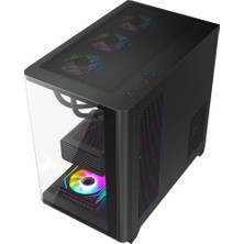 Dragos Ocean Curved Pro 7x Argb Fan USB 3.0 750W 80+ Panoramik Temperli Cam Gaming Bilgisayar Kasası Siyah