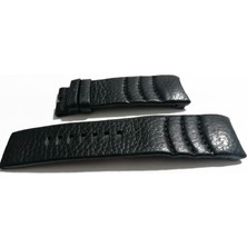 Fado Dizel Uyumlu El Yapımı Hakiki  Deri Saat Kordonu 24 Tırnaklı  Siyah