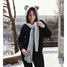 Özgüner Oyuncak Ayıcı Oyuncak Kapşonlu Welsoft Peluş Bere - Atkılı - Polar Boyunluk Şalı - Rüzgar Geçirmez Kulaklı Şapka
