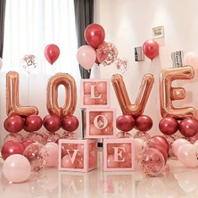 Cugy Romantik Parti Seti Özel Günler Sevgililer Yıldönümü Konsept Love & Kalpli Kutulu Set