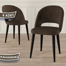 Canisa Pane Serisi 6 Adet Babyface Kumaş Siyah Metal Ayak Mutfak Sandalyesi