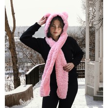 Özgüner Oyuncak Pandamkee Kapşonlu Welsoft Peluş Bere  Atkılı  Polar Boyunluk Şalı  Rüzgar Geçirmez Kulaklı Şapka