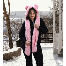 Özgüner Oyuncak Pandamkee Kapşonlu Welsoft Peluş Bere  Atkılı  Polar Boyunluk Şalı  Rüzgar Geçirmez Kulaklı Şapka