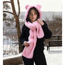 Özgüner Oyuncak Pandamkee Kapşonlu Welsoft Peluş Bere  Atkılı  Polar Boyunluk Şalı  Rüzgar Geçirmez Kulaklı Şapka
