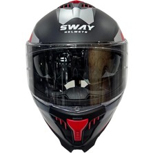 Sway Kask Sway Sw 865 Tıtan Black White Red Güneş Gözlüklü