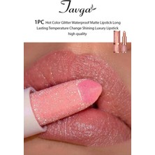 Natural Pembe Renk Kalıcı Parlak Simli Ruj Glitter Waterproof Matte Luxury Lipstick