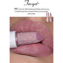 Natural Mor Renk Kalıcı Parlak Simli Ruj Glitter Waterproof Matte Luxury Lipstick