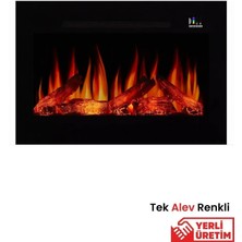 Zaya Pagla 80 Cam Çerçeveli Elektrikli Şömine - Isıtıcılı, Tek Renkli (Alev Renkli), Kumandalı