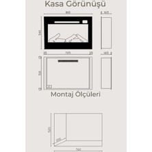 Zaya Pagla 80 Cam Çerçeveli Elektrikli Şömine - Isıtıcılı, Tek Renkli (Alev Renkli), Kumandalı