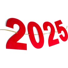 Bonvos 2025 Yılbaşı Banner Flama - Keçeden Özel Tasarım Dekoratif Yeni Yıl Süsü