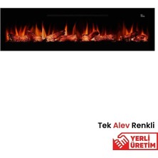 Zaya Pagla 200 Cam Çerçeveli Elektrikli Şömine - Isıtıcılı, Tek Renkli (Alev Renkli), Kumandalı