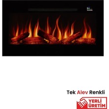 Zaya Pagla 100 Cam Çerçeveli Elektrikli Şömine - Isıtıcılı, Tek Renkli (Alev Renkli), Kumandalı