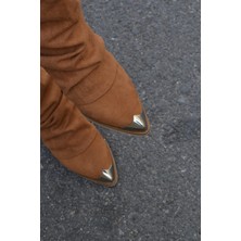 Sister In Love Shoes Lexi Süet Taba Renkli Gizli Topuklu Kadın Bot