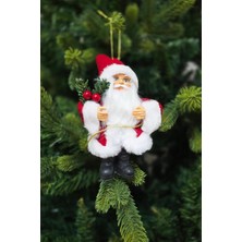 Pekshop Gerçekli Noel Baba Yılbaşı Ağaç Süsü Sakallı Peluş Kıyafetli Şık Noel Baba Yılbaşı Ağacı Süsü