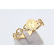 Alina Jewelry Paslanmaz Çelik Çeyrek Altın Görünümlü Bileklik - Kararmaz, Şık ve Kalıcı Parlak Tasarım