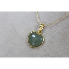 Alina Jewelry Sertifikalı Doğal Yeşil Aventurin Kolye - Şans, Bereket ve Duygusal Iyileştirici Şifa Taşı