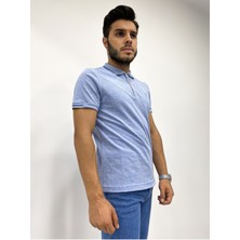 Erkek Yarım Fermuarlı Yakalı Dokulu T-Shirt