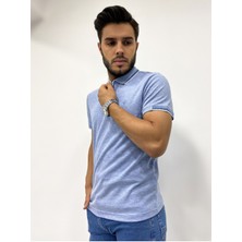 Erkek Yarım Fermuarlı Yakalı Dokulu T-Shirt