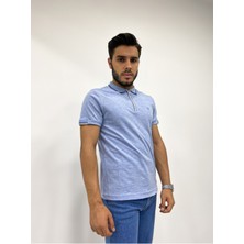 Erkek Yarım Fermuarlı Yakalı Dokulu T-Shirt