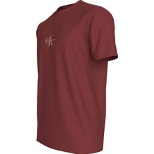 Calvin Klein Jeans Bisiklet Yaka Nakışlı Bordo Erkek T-Shirt J30J325649VAI Monologo Tee